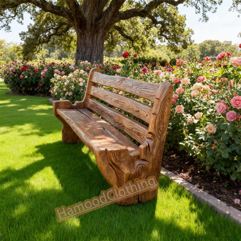 Rustic Solid Wood Bench – Handmade Natural Wood Seating for Garden & Patio | Outdoor Live Edge Furniture